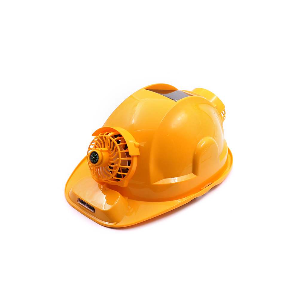 Safety Equipment | Helmet | Yellow | Solar Cooling Fan