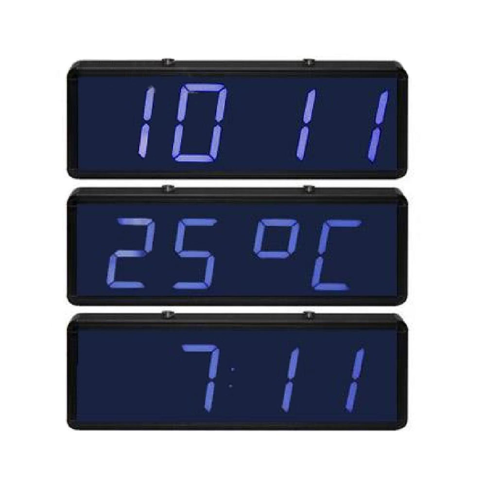 Digital Clock | 4x Digits | 5" | Date & Temperature | Blue