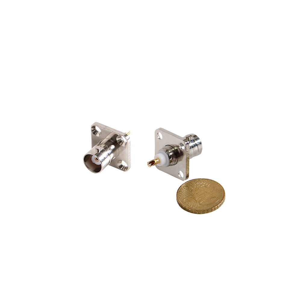 Coaxial Connector | BNC Female | RG-58 | Chassis Mount | Square