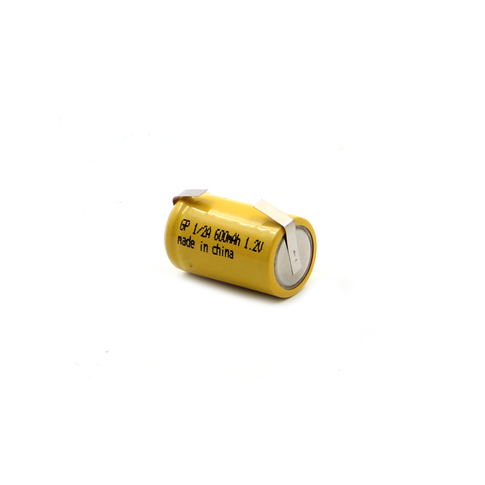 Nickel Cadmium Battery | Ni-Cd Rechargeable | 1/2AA | 1.2V 600mA | Solder Tag | GB