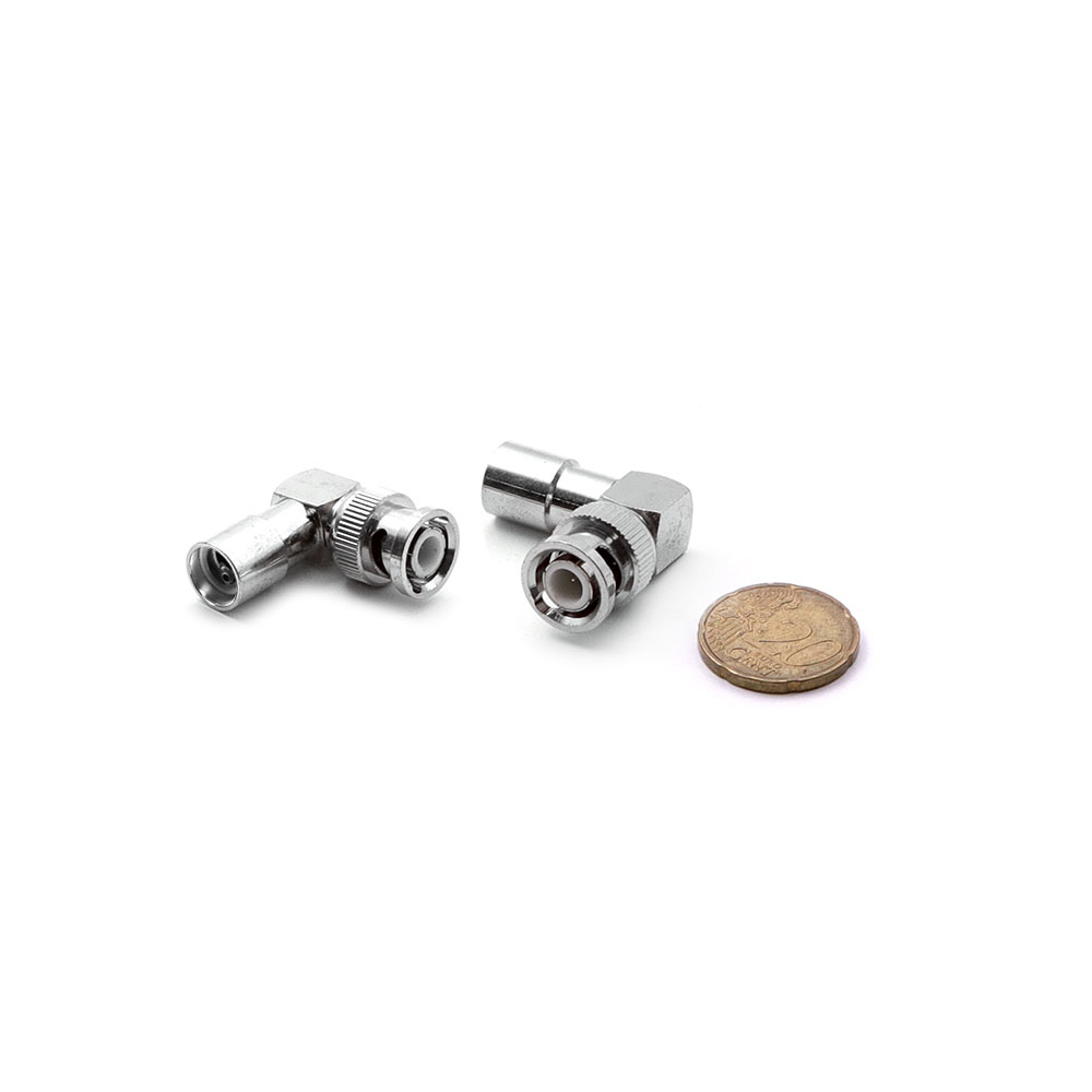 Coaxial Connector | BNC Male | RG-58 | Cable Mount | Right Angle | HQ