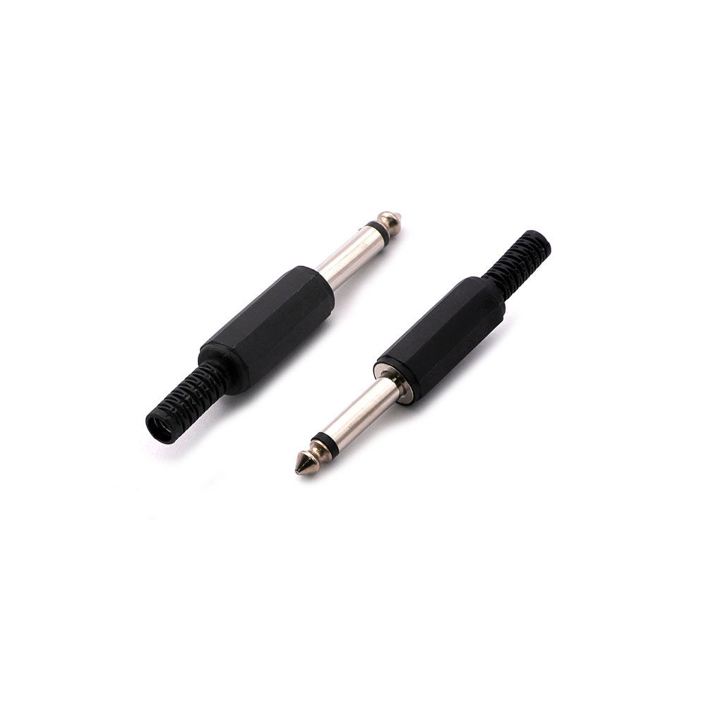 Audio Connector | Jack Mono Male 6.3mm | Cable Mount | Plastic