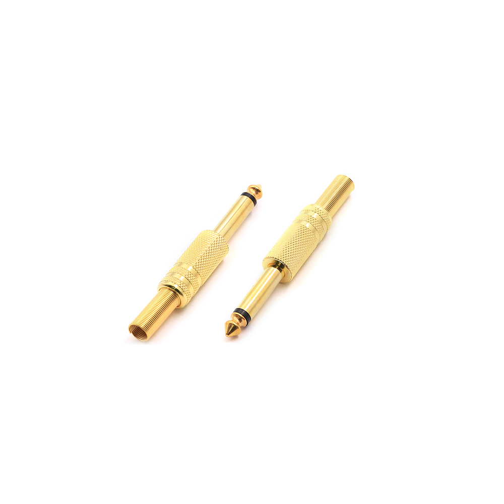 Audio Connector | Jack Mono Male 6.3mm | Cable Mount | Metal | Gold