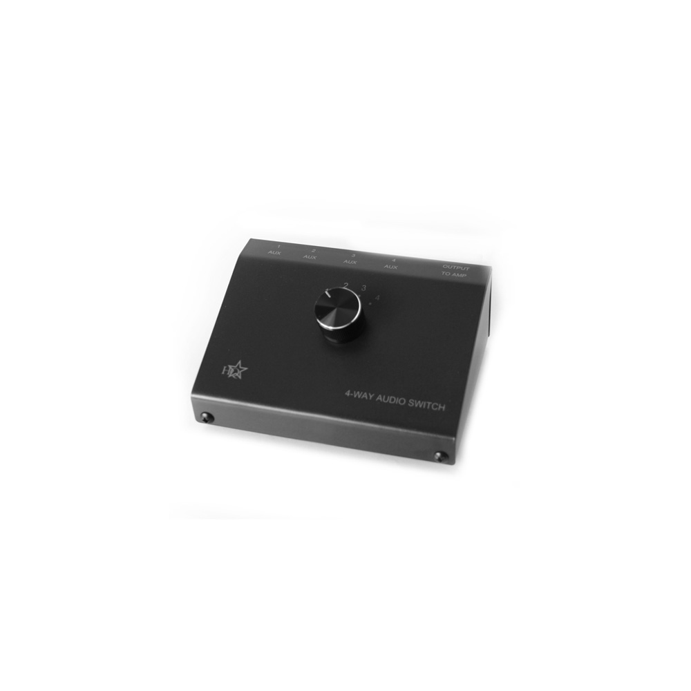 Audio Selector | Switch Stereo 4-Way | 4x RCA & 1x Jack Male 3.5mm | HQ