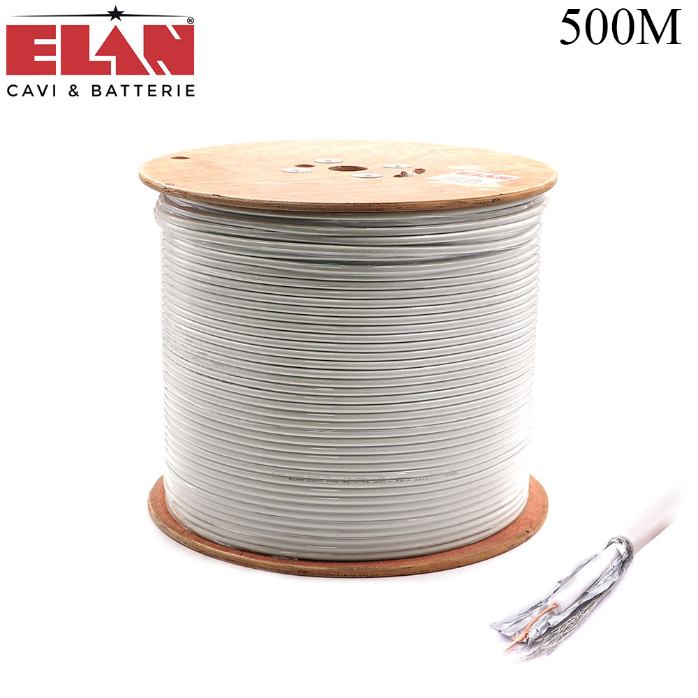 Coaxial Cable | RG-6 | 75 Ohm | 64 Wires Cooper | 500M | Elan