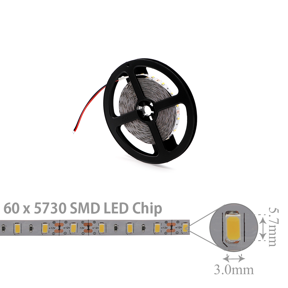 LED Strip Indoor | 12V DC 45W | 5730 | Warm White | 60x LED Per Meter | 5M