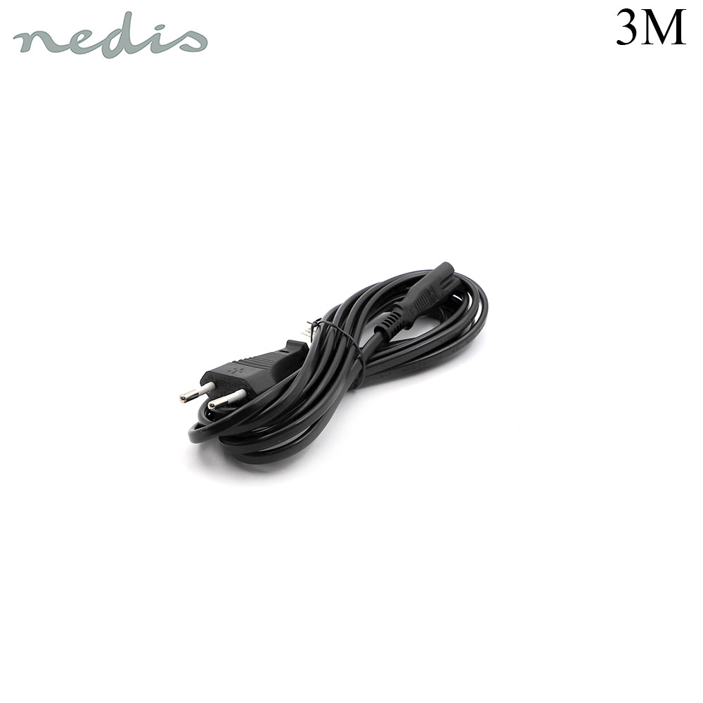 Power Cable | EU Plug - 2-Prong | 2x0.75mm | Black | 3M | Nedis