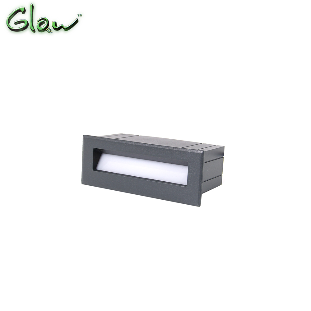 LED Light Basement | Rectangle | 220V AC 3W | 135x51x65mm | White | Gray Frame | Glow