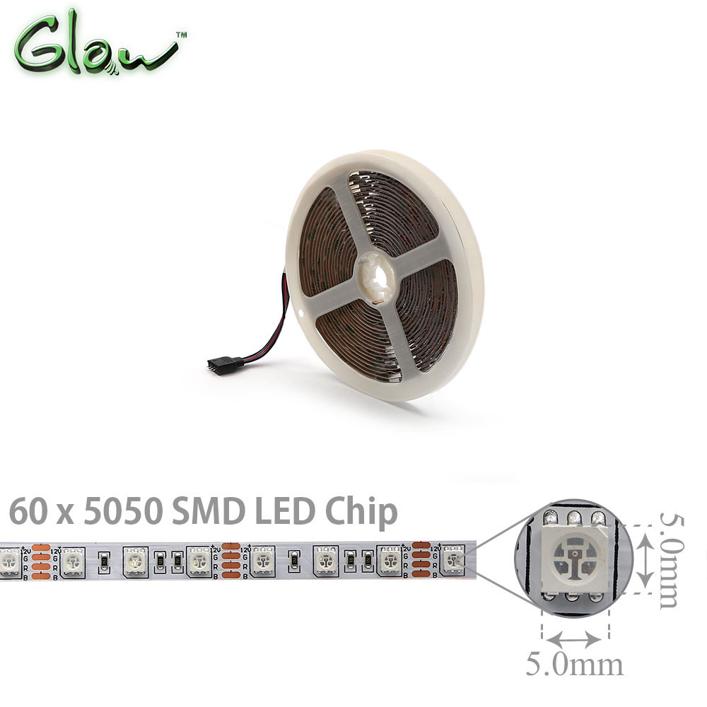 LED Strip Indoor | 12V DC 16W | 5050 | RGB | 60x LED Per Meter | 5M | Glow