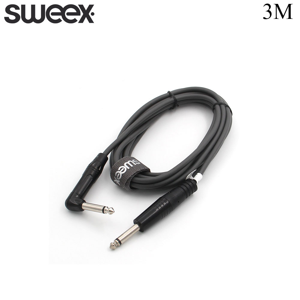 Audio Cable | Jack Mono 6.3mm | Male - Male 90 Degree | 3M | Sweex