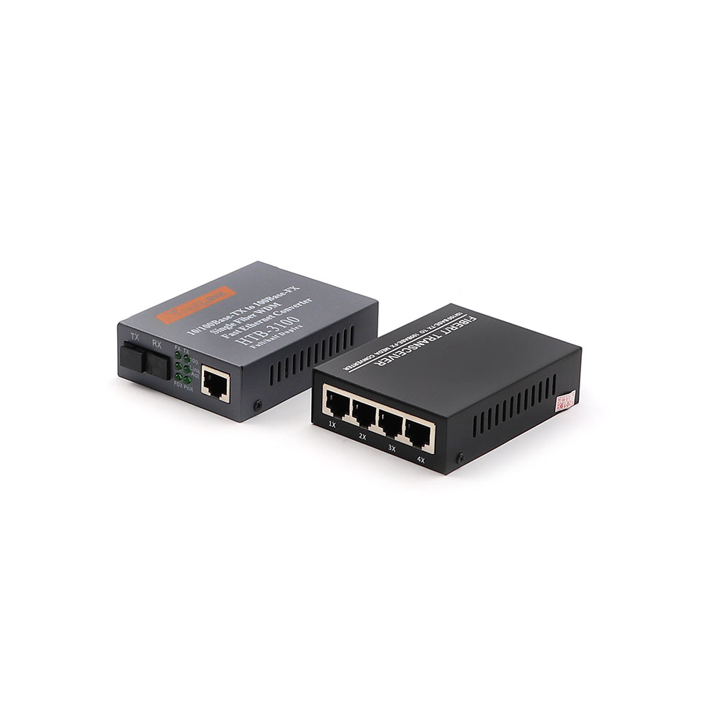 Media Converter | 10/100 | WDM | Single Mode | 4-Port | Kit