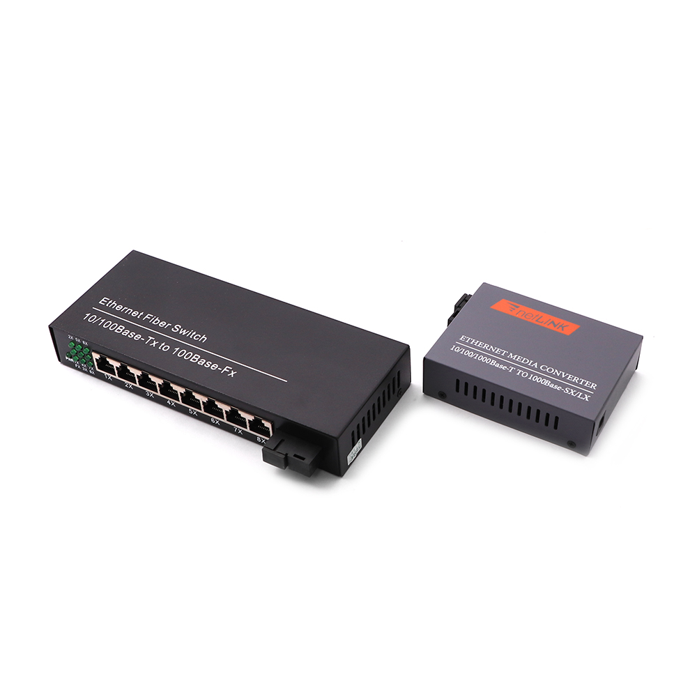 Media Converter | 10/100 | WDM | Single Mode | 8-Port | Kit