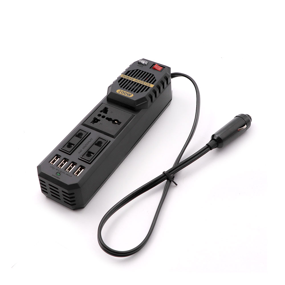 Car Power Inverter | 12V DC - 230V AC | 200W | 4x USB