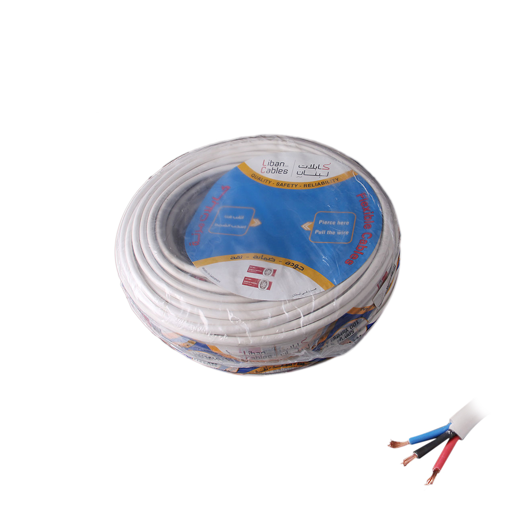 Insulated Wire Cable | 3x2.50mm | 91M | White | Liban Cables