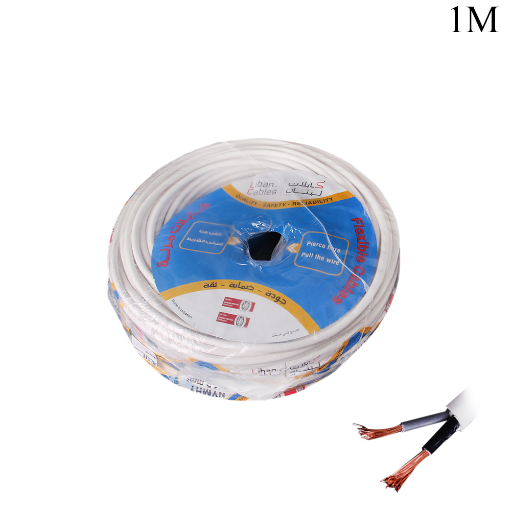Insulated Wire Cable | 2x2.50mm | 1M | White | Liban Cables