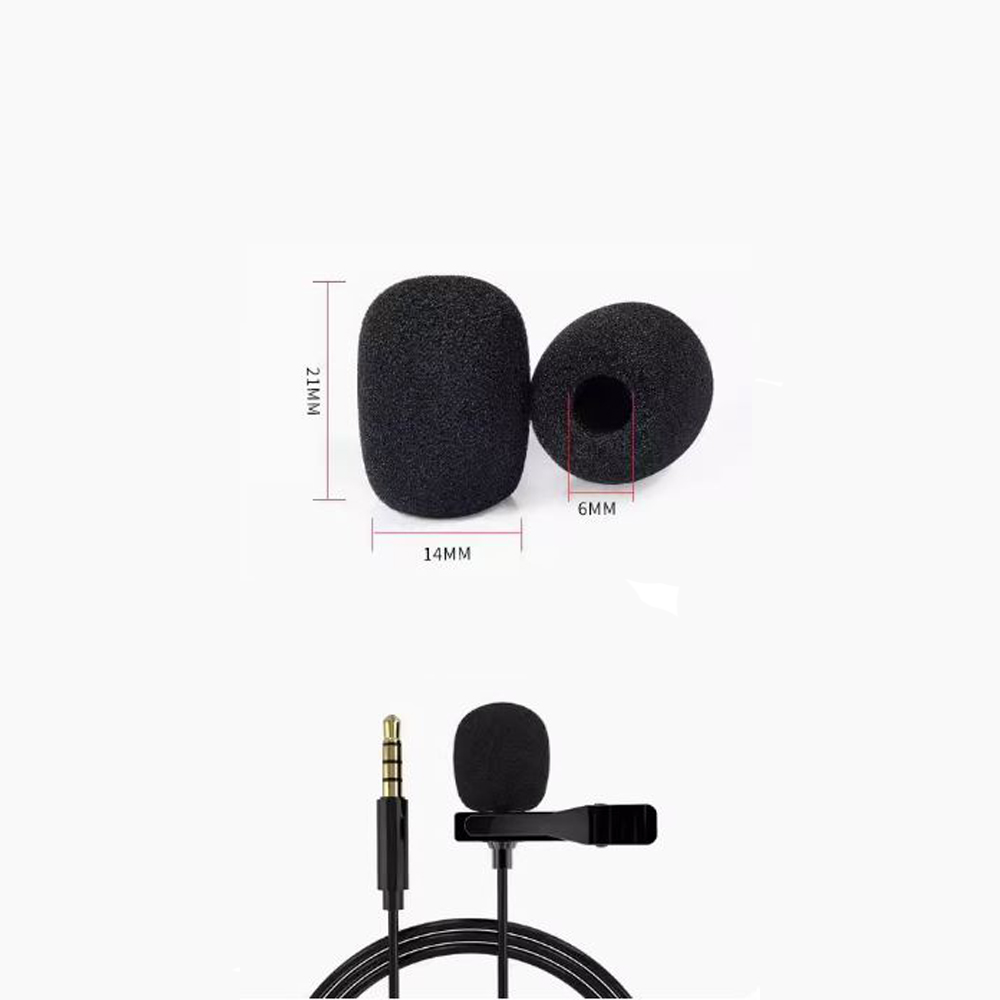 Microphone Sponge Cover | Inner: 6mm | Outer: 21x14mm | Black | Set 5pcs