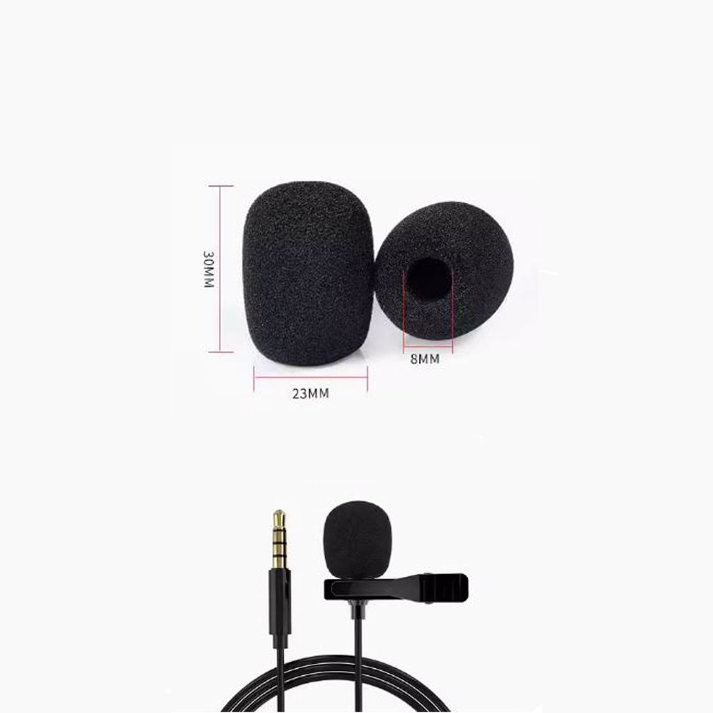 Microphone Sponge Cover | Inner: 8mm | Outer: 30x23mm | Black | Set 5pcs