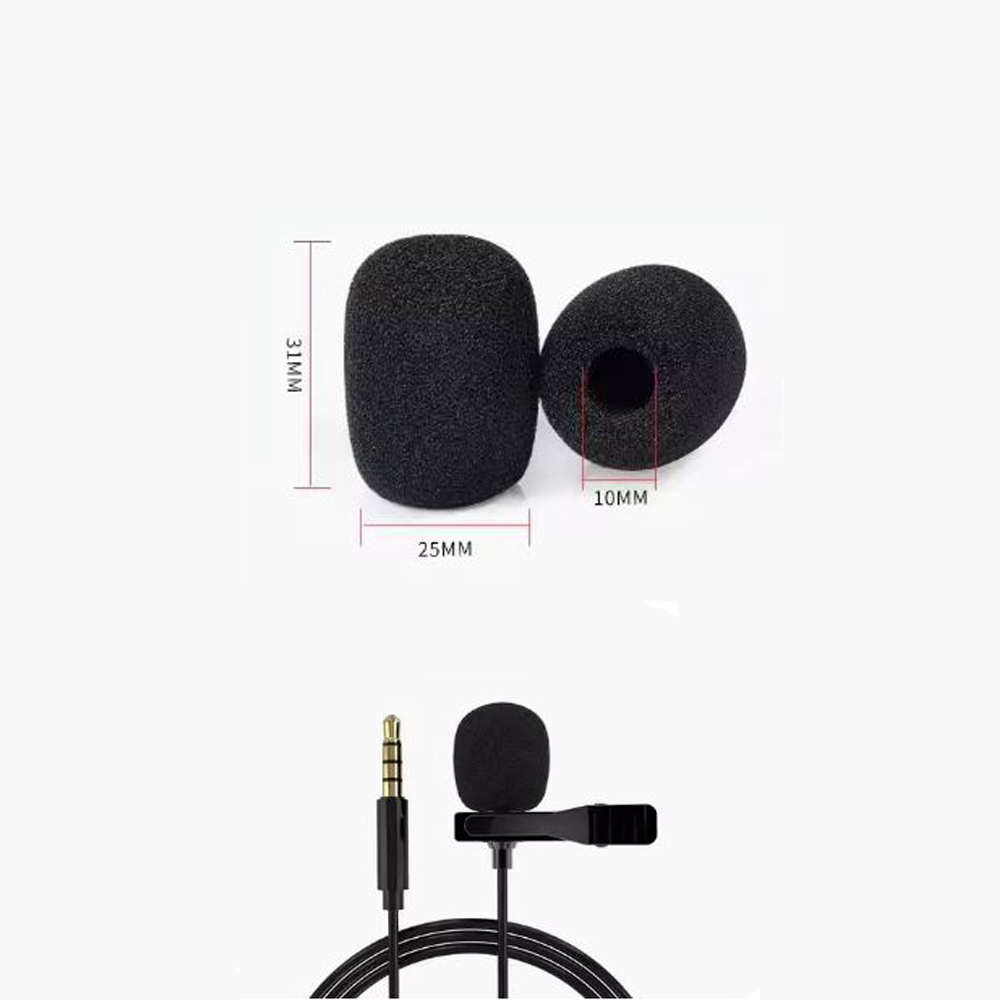 Microphone Sponge Cover | Inner:10mm | Outer: 31x25mm | Black | Set 5pcs