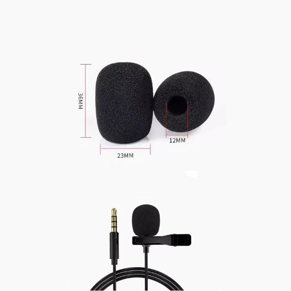 Microphone Sponge Cover | Inner:12mm | Outer: 36x23mm | Black | Set 5pcs