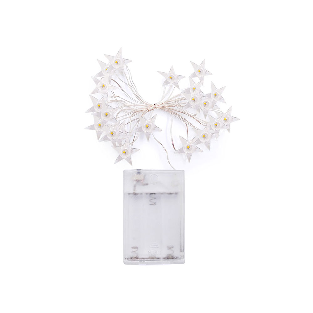 LED Fairy Light | DC Battery | Transparent Star | 20x LED | Warm White | 3M