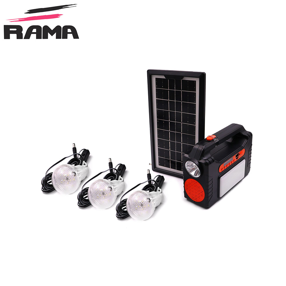 LED Light Solar Kit | 3W 4000mAh | 5M | 3x Lamp | Radio | RAMA