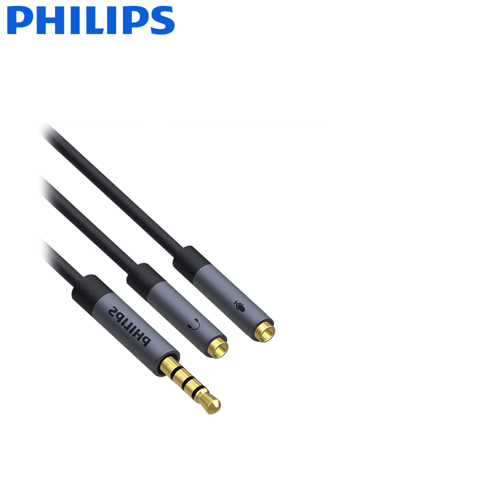 Audio Adapter | Jack Stereo | Male - Female 3.5mm & Microphone | 0.25M | Philips