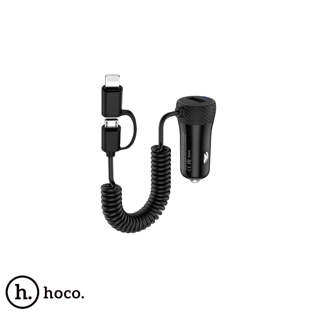 Mobile Car Charger | USB-A | Lightning & Micro USB | Hoco Z21