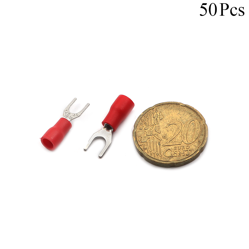 Cable Lugs Insulated | SV1.25-3.7S | Fork | 0.5~1.5mm | Red | 50pcs