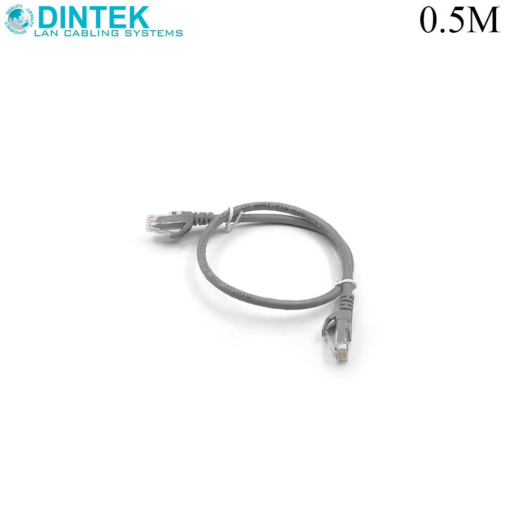 Patch Cord | CAT6 | UTP | 0.5M | Gray | Dintek