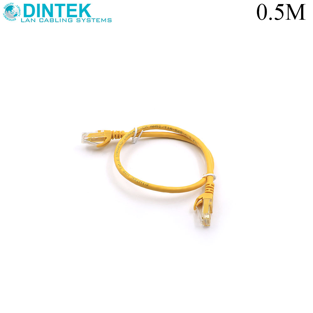 Patch Cord | CAT6 | UTP | 0.5M | Yellow | Dintek