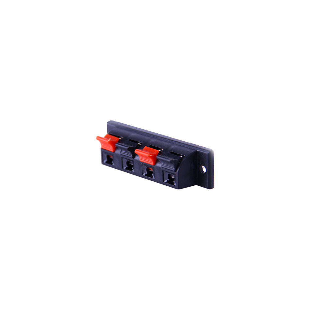 Audio Speaker Connector | 4x Terminal Clip | Push Release | Wall Mount