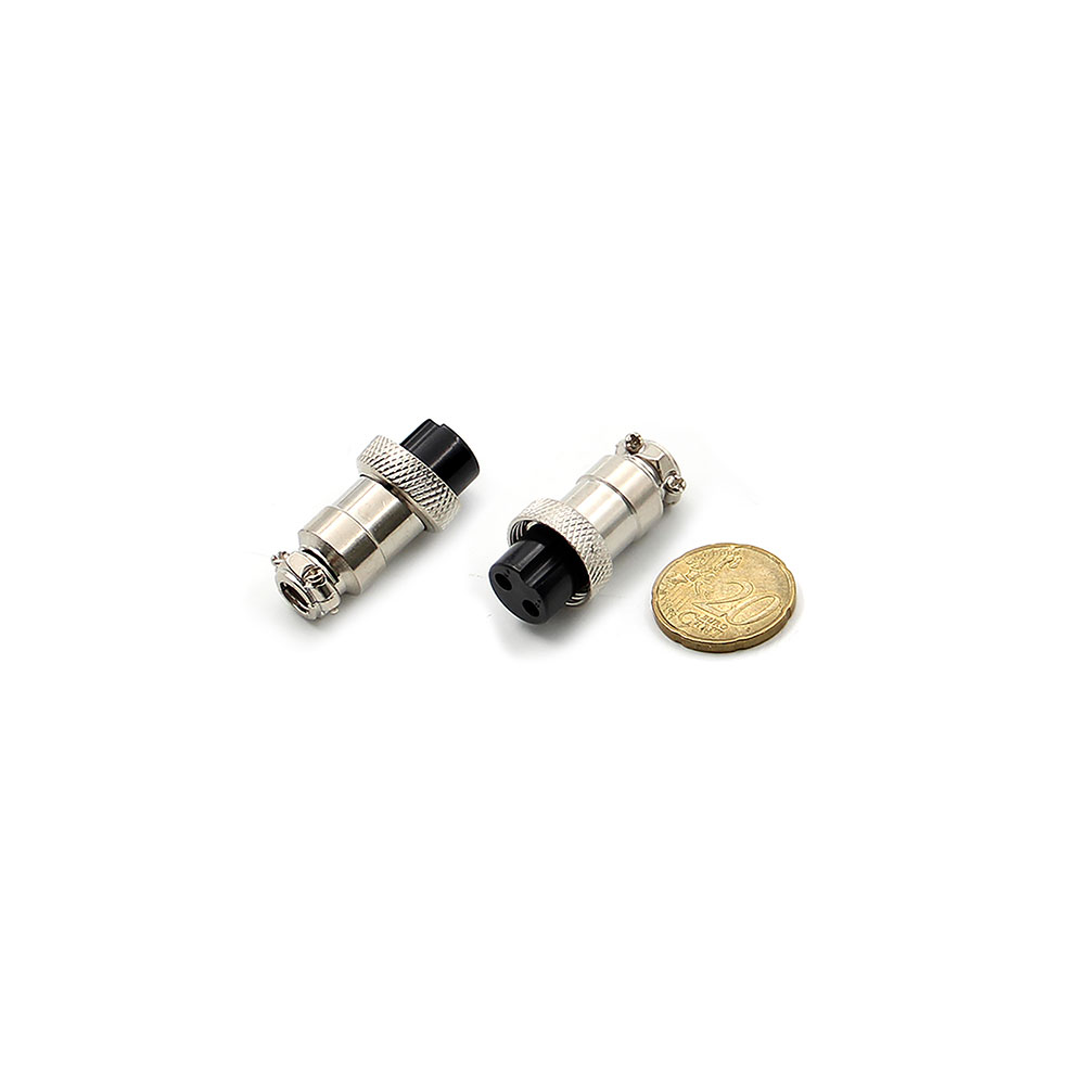 Circular Plug | Aviation Connector 2-Pin Female 16mm | Chassis Mount