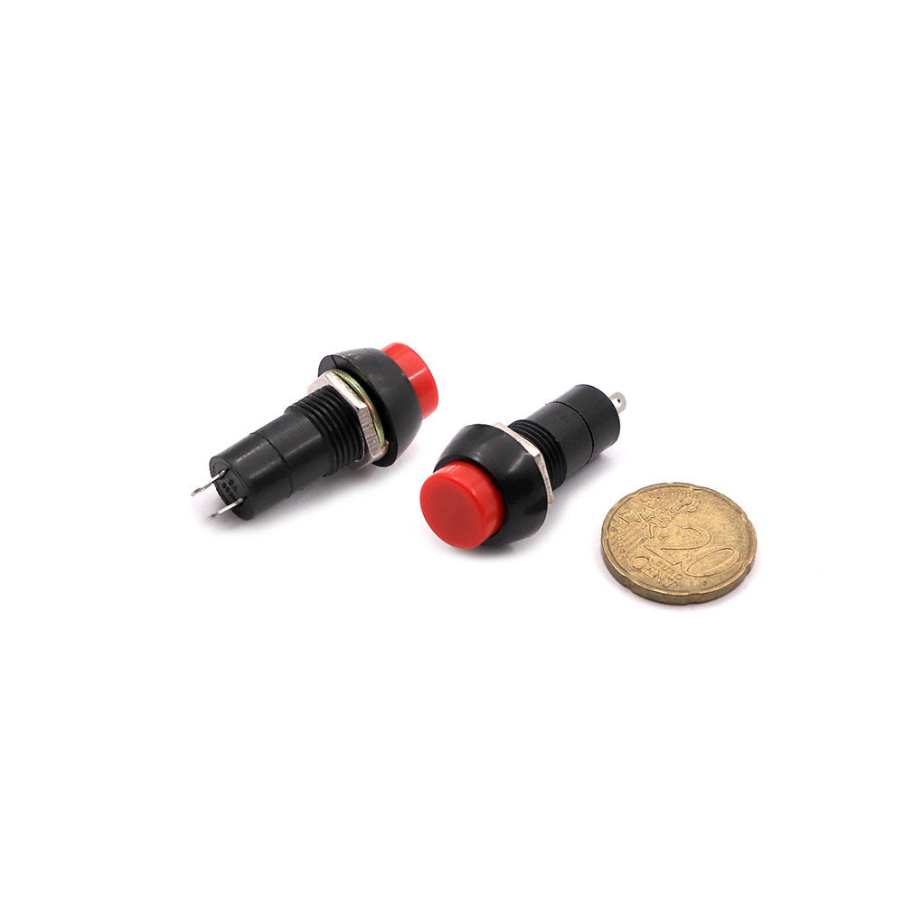 Switch | Push Button | 2-Pin SPST | 11.5mm | ON | Round | Red