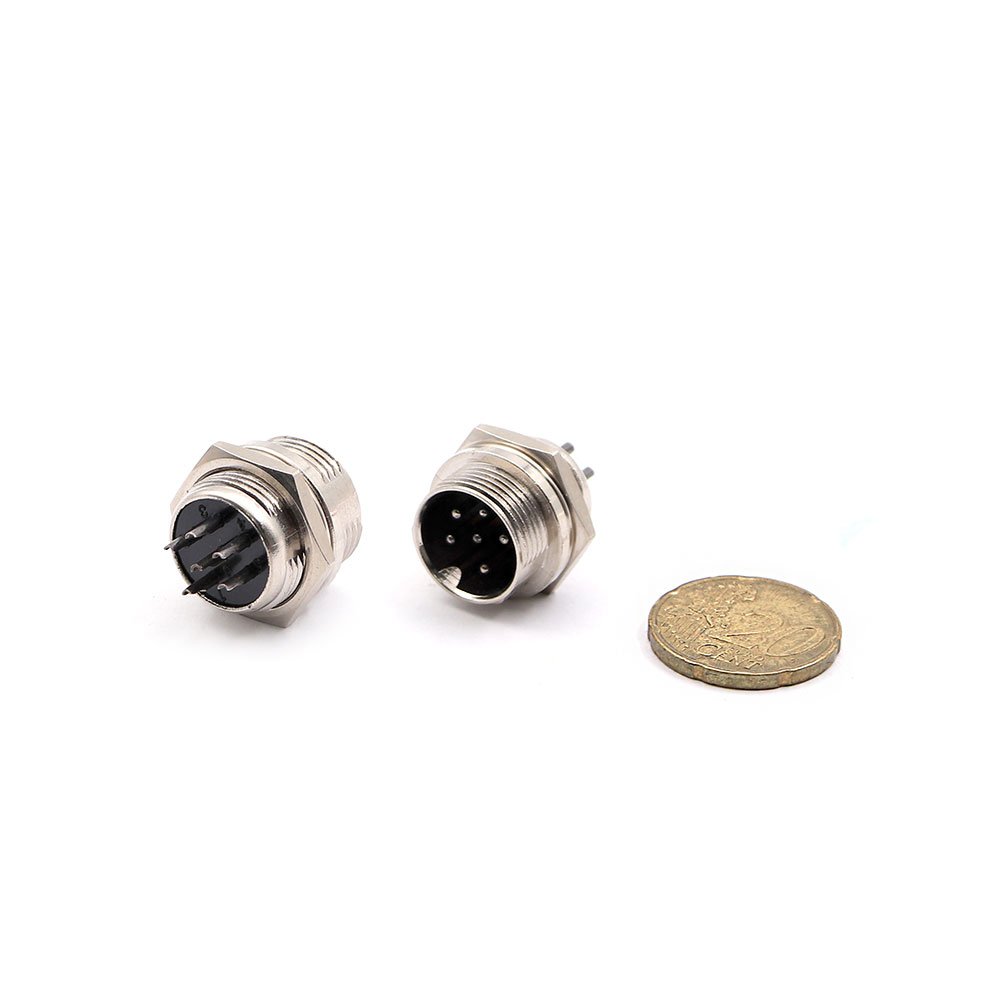 Circular Plug | Aviation Connector 6-Pin Male 16mm | Chassis Mount