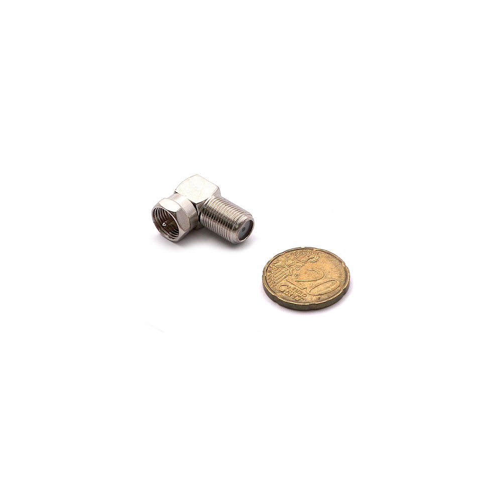 Coaxial Adapter | F-Type Male - Female | Coupler | 90 Degree