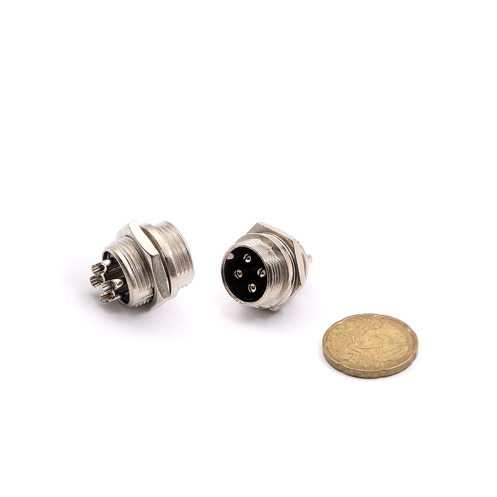 Circular Plug | Aviation Connector 4-Pin Male 16mm | Chassis Mount