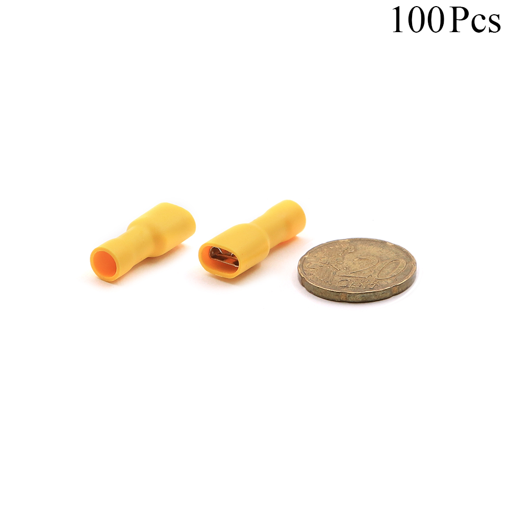 Cable Lugs Fully Insulated | FDFD5.5-250 | Female | 4-6mm | Yellow | 100pcs