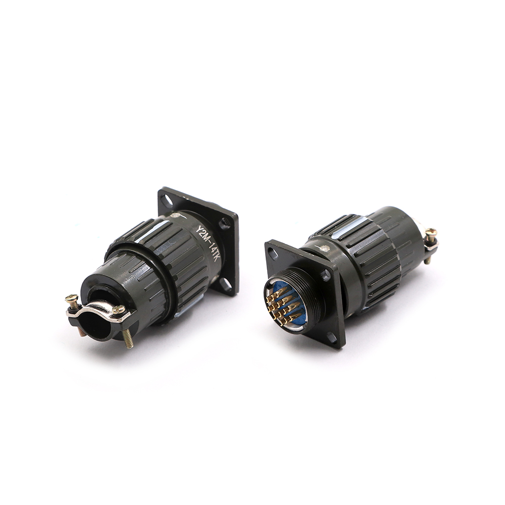 Circular Plug | Aviation Connector 14-Pin | Male - Female | Army Green