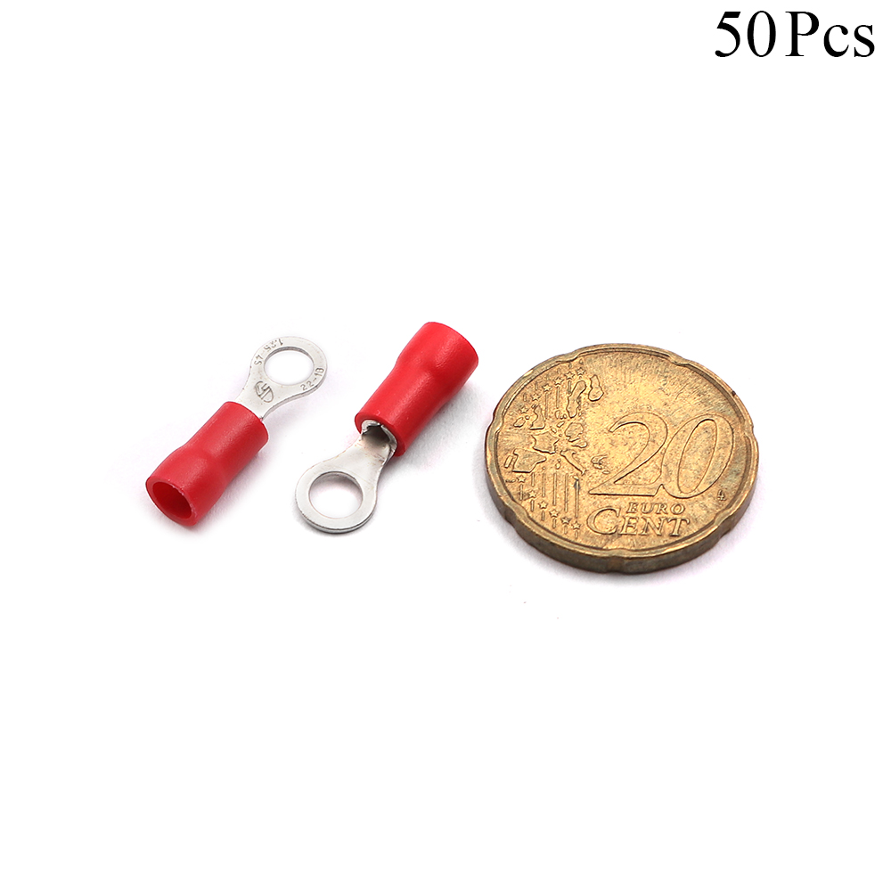 Cable Lugs Insulated | RV1.25-4S | Ring | 0.5~1.5mm | Red | 50pcs