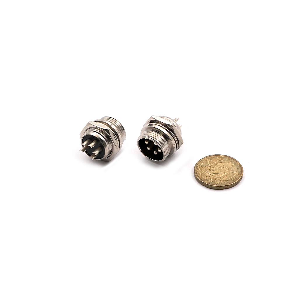Circular Plug | Aviation Connector 5-Pin Male 16mm | Chassis Mount
