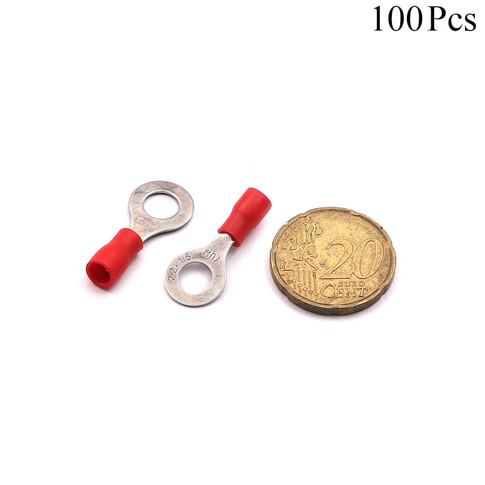 Cable Lugs Insulated | RV1.25-6 | Ring | 0.5~1.5mm | Red | 100pcs