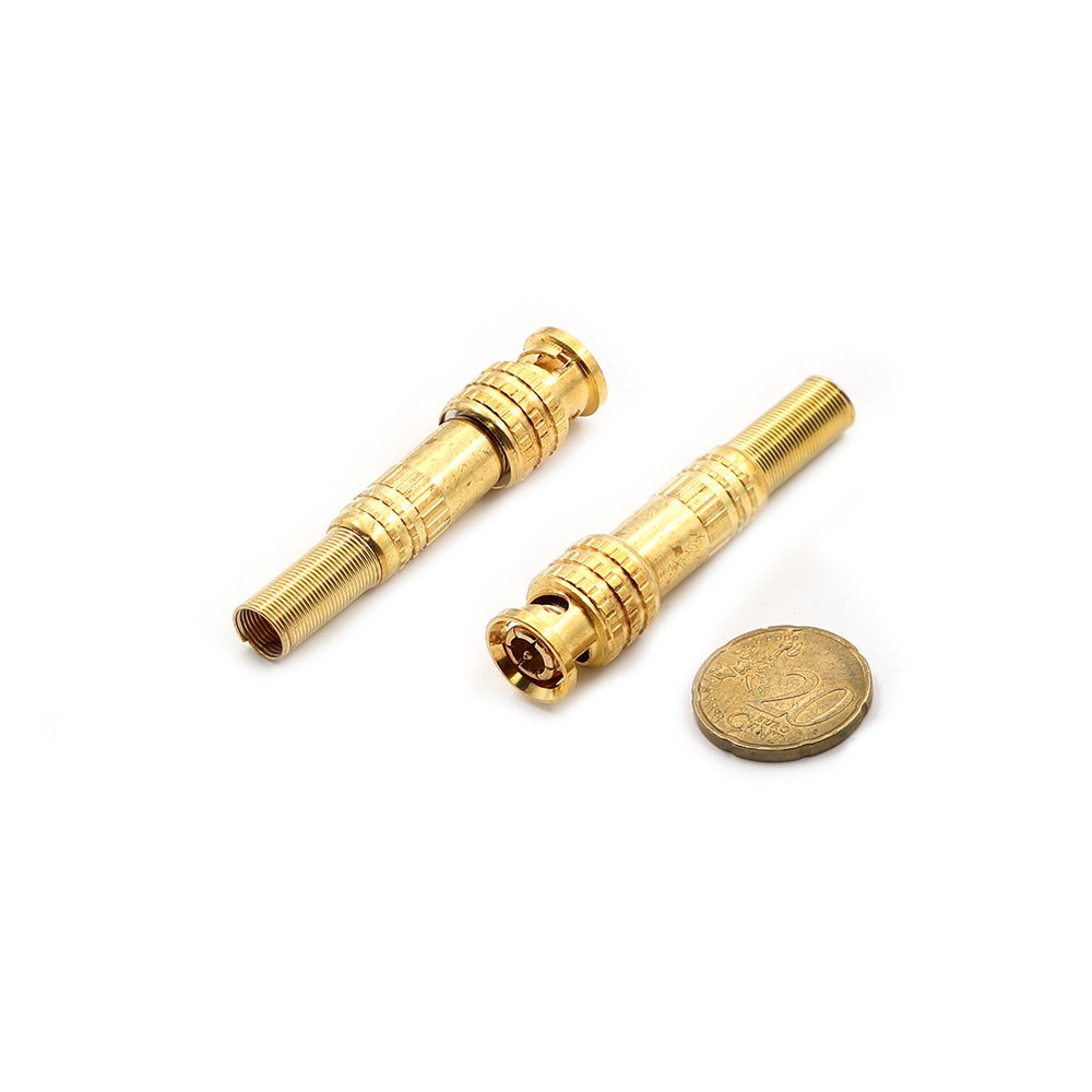 Coaxial Connector | BNC Male | RG-58 | Cable Mount | Spring | Gold Plated