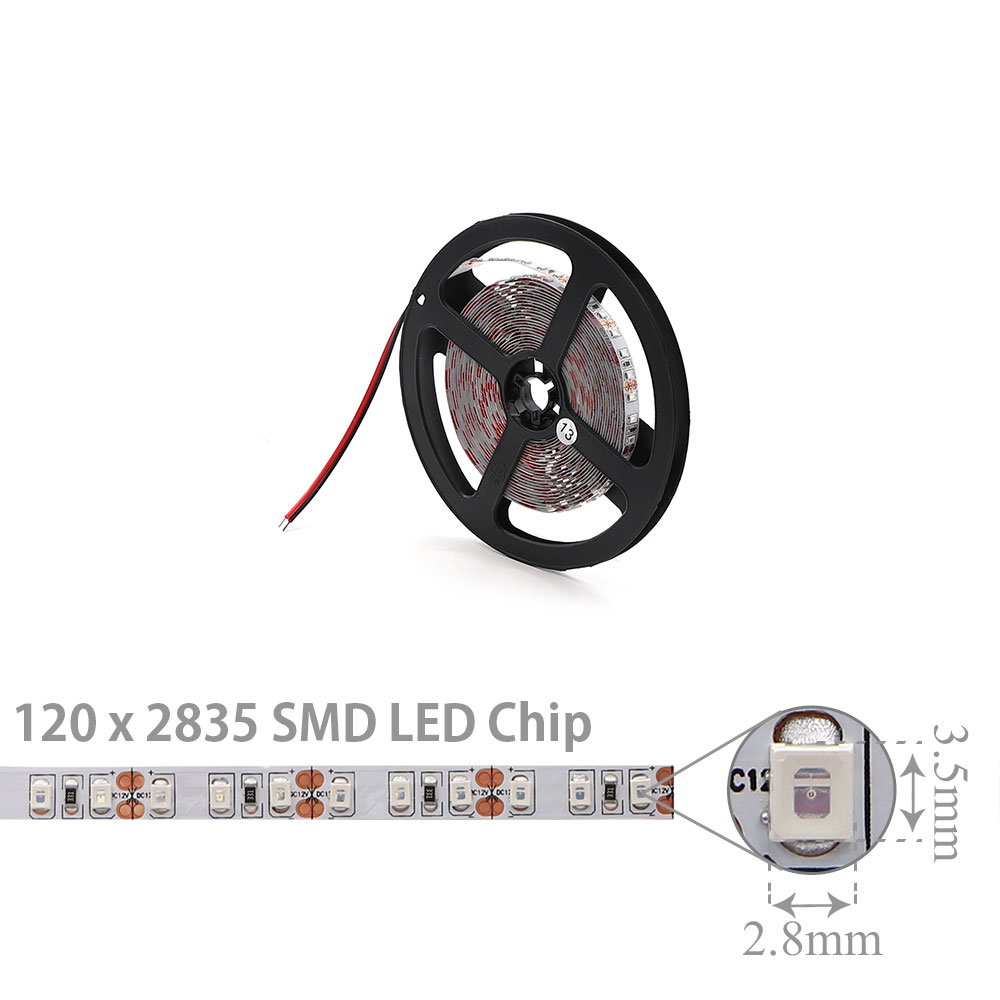 LED Strip Indoor | 12V DC 45W | 2835 | Red | 120x LED Per Meter | 5M