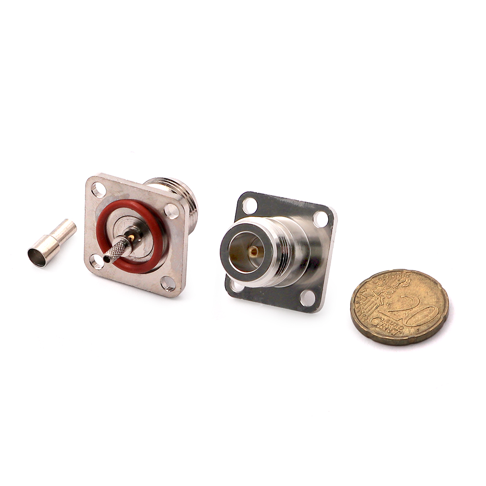 Coaxial Connector | N-Type Female | RG-316 | Chassis Mount | Square