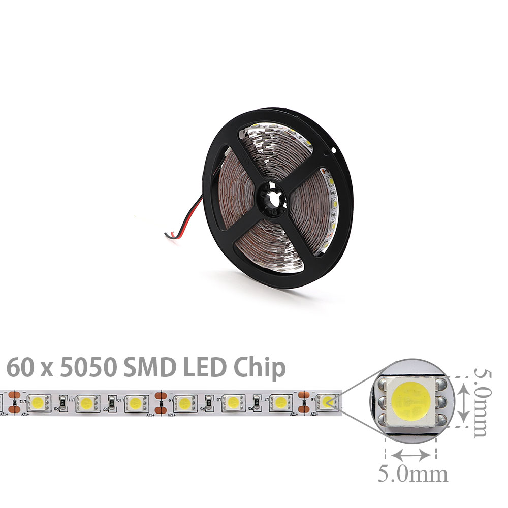 LED Strip Indoor | 12V DC 72W | 5050 | White | 60x LED Per Meter | 5M