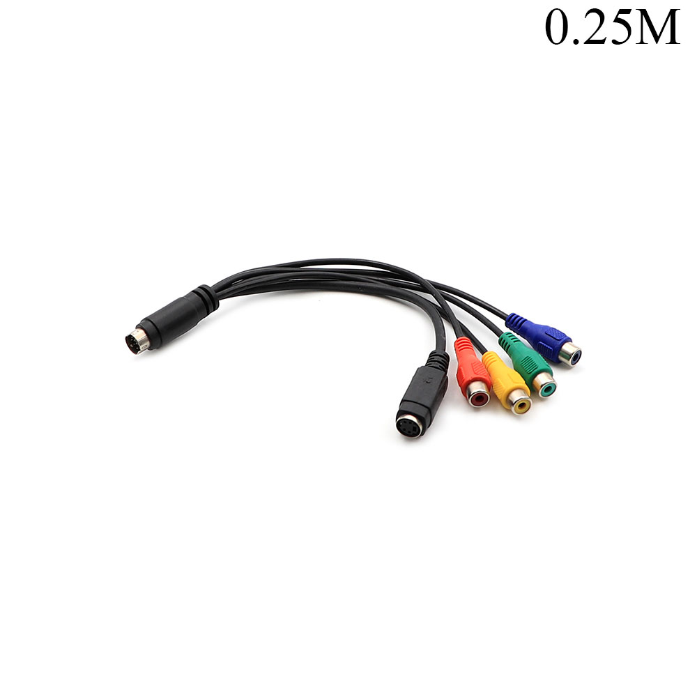 Video Cable | Mini Din 8-Pin Male - 4x RCA Female - Mini Din 4-Pin Female | 0.25M