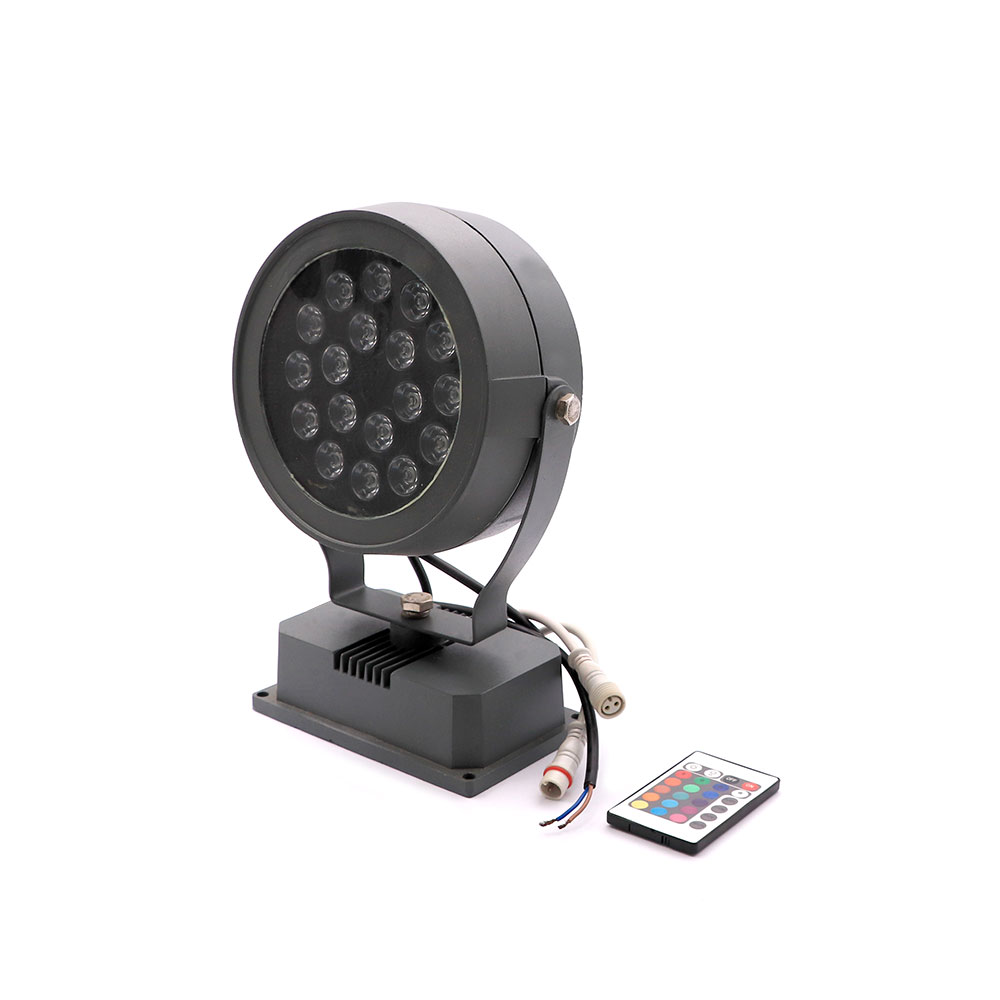 LED Floodlight Projector | Round | 24V DC 18W | RGB | Remote | DMX