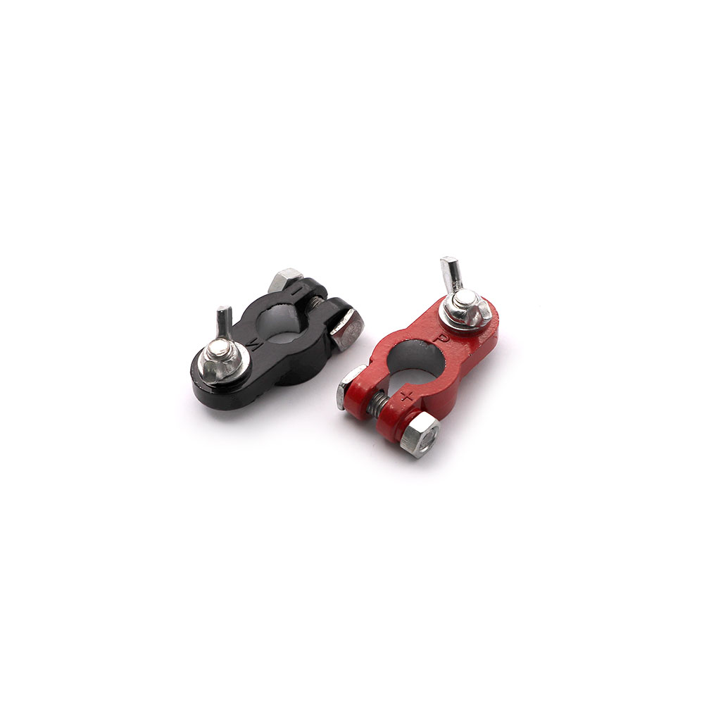 Battery Terminal | 2x Clamp | Brass Wing Nut Red & Black