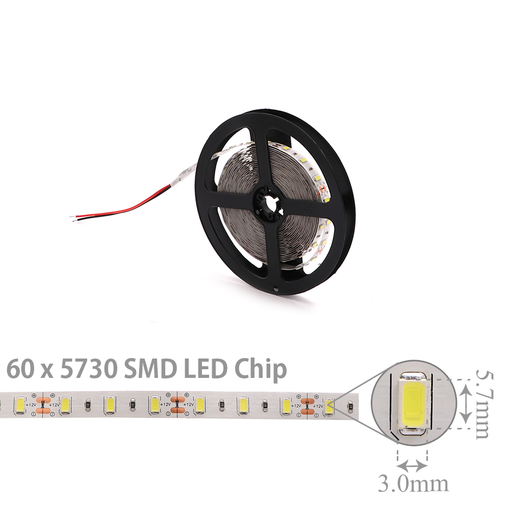 LED Strip Indoor | 12V DC 45W | 5730 | White | 60x LED Per Meter | 5M