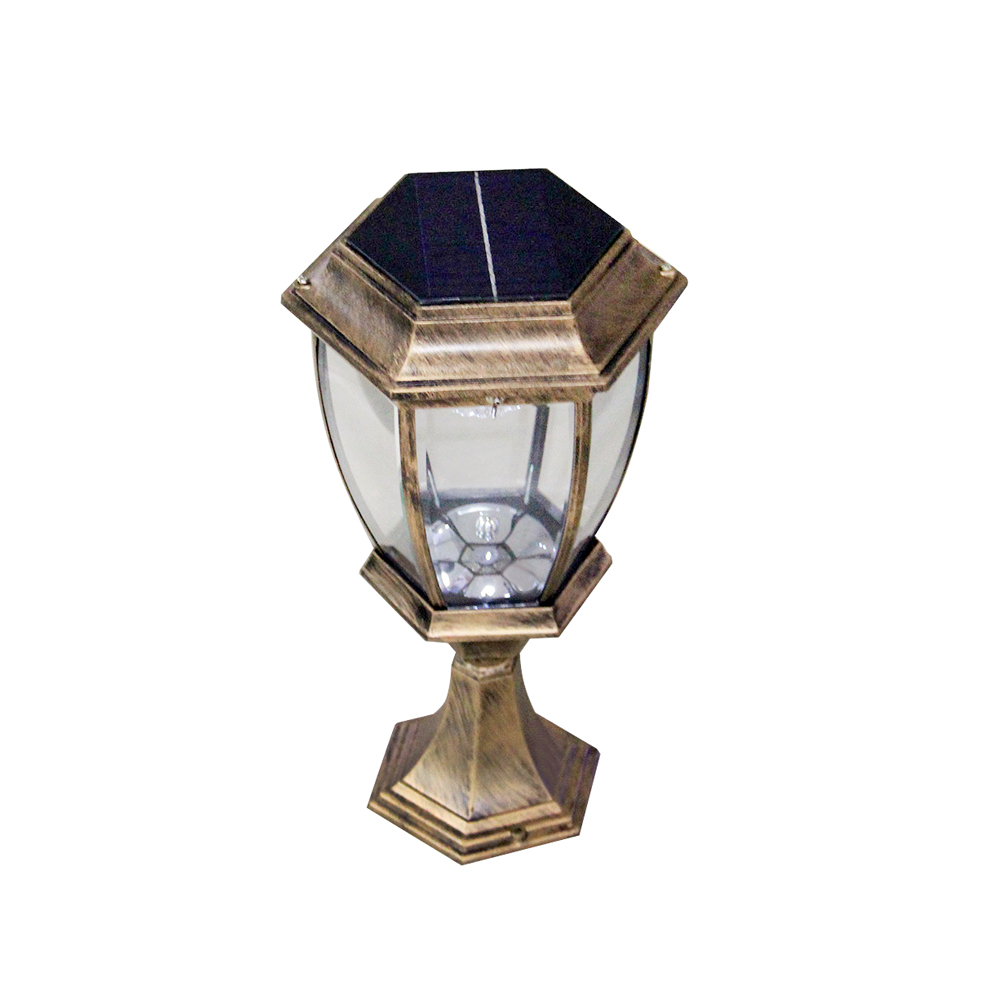 Exterior LED Light | Solar Powered Built-in Battery | Lantern Post Top | White